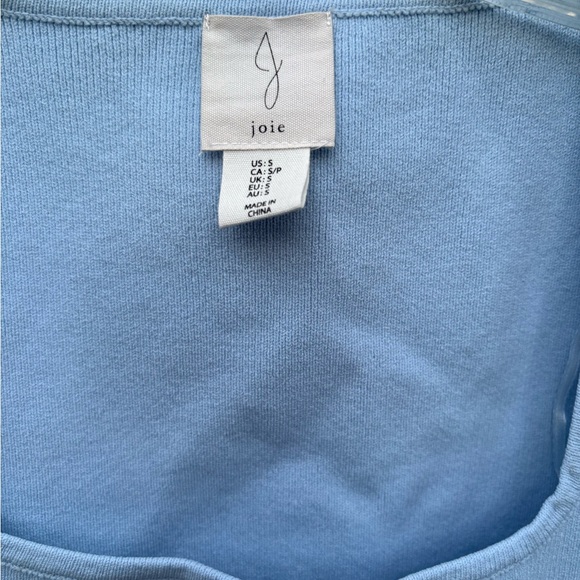 Joie Light Blue Sheer Puff Sleeve Blouse - Picture 3 of 4